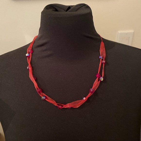 Crystal and Ribbon Necklace - Picture 6 of 9